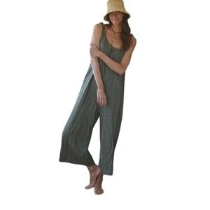 Beachwood Baby  Jumpsuit Olive Green Wide Leg Made in Italy One Size 100%linen